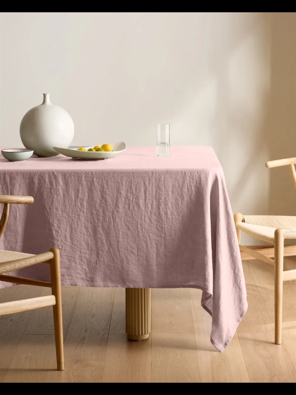 Quince Blush Pink European Linen Tablecloth 70x108 NEW